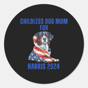 Pegatina Redonda Madre De Perro Sin Hijos 2024 Para Harris 2024