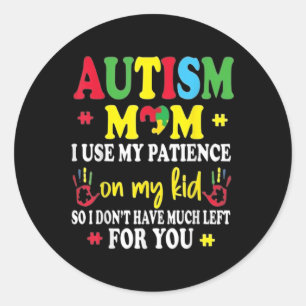 Pegatina Redonda Madre del autismo criando a héroe Groovy desordena