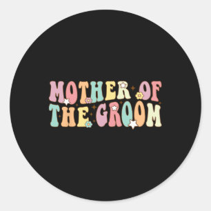 Pegatina Redonda Madre del Novio Mamá Groovy Despedida de Soltero B