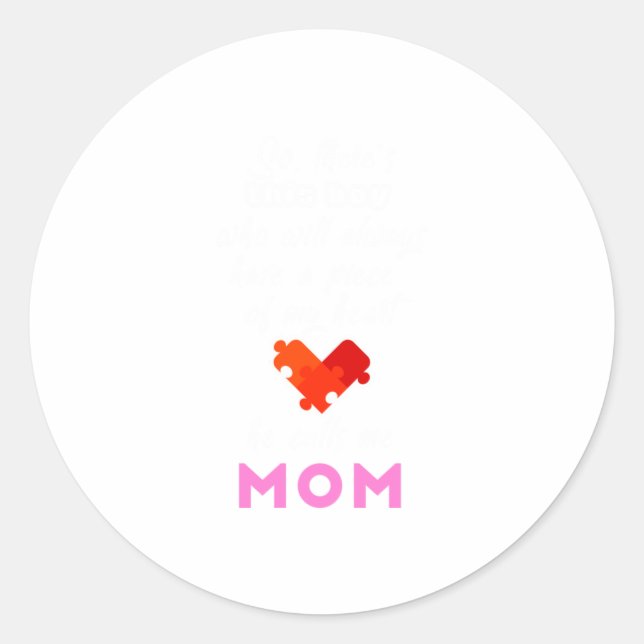 Pegatina Redonda Madre: Día de conciencia sobre autismo madres en G (Anverso)