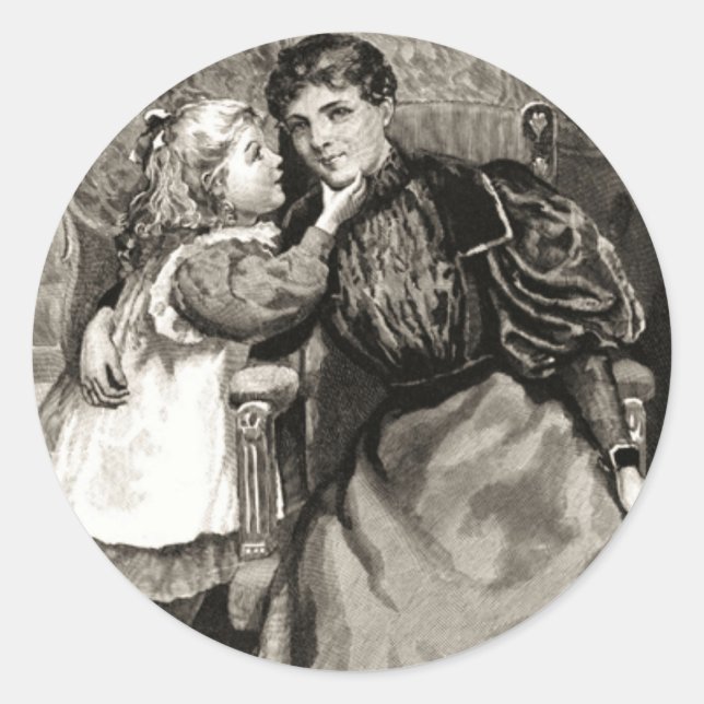 Pegatina Redonda Madre e hija de cosecha (Anverso)