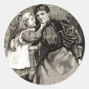 Pegatina Redonda Madre e hija de cosecha