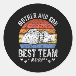 Pegatina Redonda Madre E Hijo Mejor Equipo De Hijos Que Concuerdan 