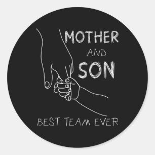 Pegatina Redonda Madre E Hijo Mejor Equipo De La Familia Que Coinci
