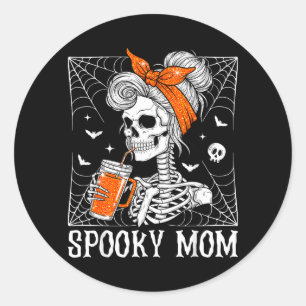 Pegatina Redonda Madre espeluznante vintage Halloween Madre espeluz