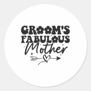 Pegatina Redonda Madre Fabulosa del Novio Groovy Mamá del Novio