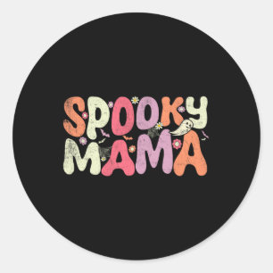 Pegatina Redonda Madre familia Halloween coincidiendo Spooky Mama H