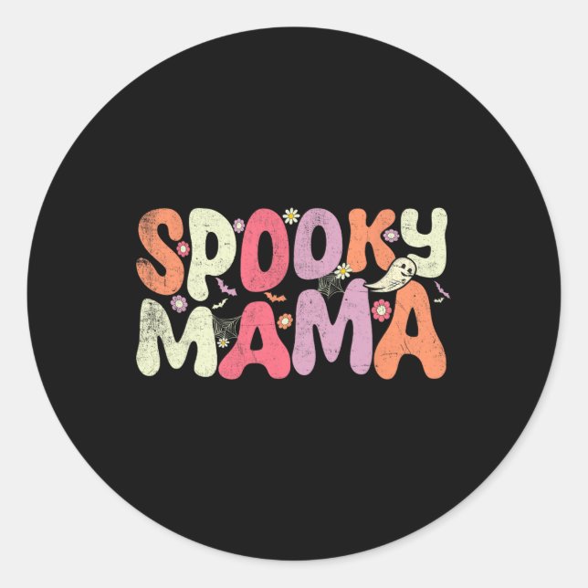 Pegatina Redonda Madre familia Halloween coincidiendo Spooky Mama H (Anverso)