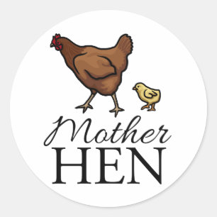 Pegatina Redonda Madre Hen