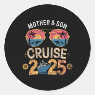 Pegatina Redonda Madre Hijo Cruise 2025 Familia De Vacaciones Que C