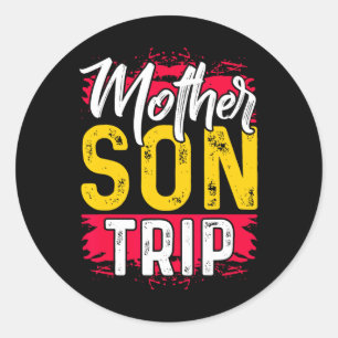 Pegatina Redonda Madre madre hijo viaje camiseta veraniega familia
