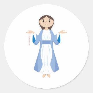Pegatina Redonda Madre María con Rosario