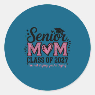 Pegatina Redonda Madre mayor 2027 clase de 2027 graduación orgullos