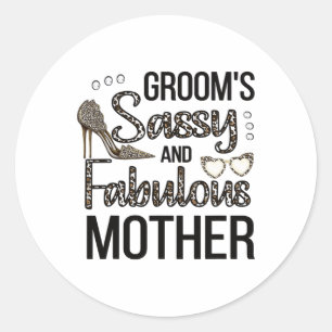 Pegatina Redonda Madre mía de la madre de Groom Shower Groom