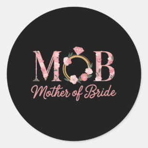 Pegatina Redonda Madre novia Boda Mob Floral Anillo de diamante ros