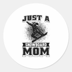 Pegatina Redonda Madre Snowboarder - Deportes De Invierno Sólo Un S