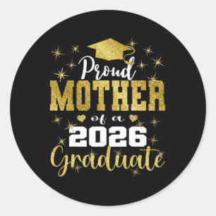 Pegatina Redonda Madre Super Orgullosa de la Graduada de 2026 Senio