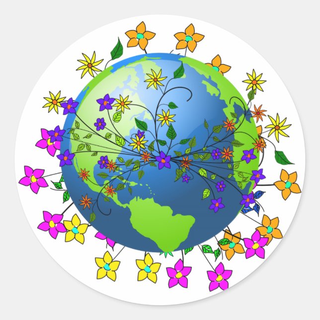 Pegatina Redonda Madre Tierra (Anverso)