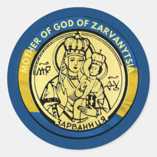 PEGATINA REDONDA MADRE UCRANIA DE DIOS DE ZARVANYTSIA RELIGIOSA PAT