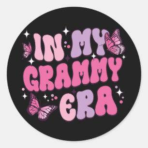 Pegatina Redonda Madres retro de mariposa divertida de mi época Gra