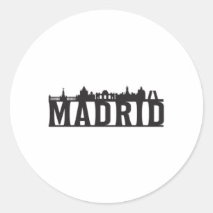 Pegatina Redonda Madrid España City Skyline Cityscape Trip Gift Ide