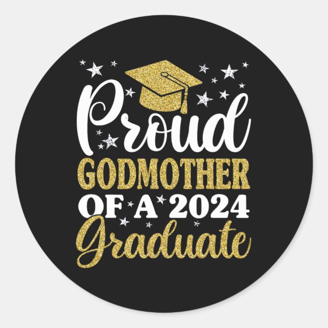 Pegatina Redonda Madrina De Un Cl De Graduado Superior En 2024 (Anverso)