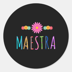 Pegatina Redonda Maestra Cinco De Mayo Española