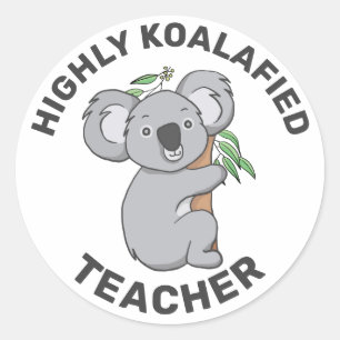 Pegatina Redonda Maestra cualificada en Koala, muy Koalafied