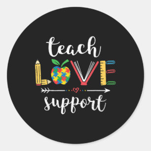 Pegatina Redonda Maestra De Autismo De Vuelta A La Escuela De Prime
