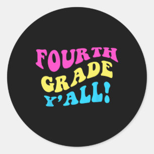 Pegatina Redonda Maestra de cuarto grado de cuarto grado, estudiant