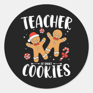 Pegatina Redonda Maestra De Galletas Inteligentes Pan De Jengibre N