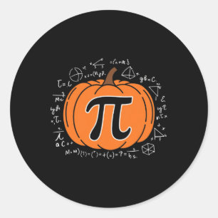 Pegatina Redonda Maestra de matemáticas pumpkin Pi Pie Halloween gr