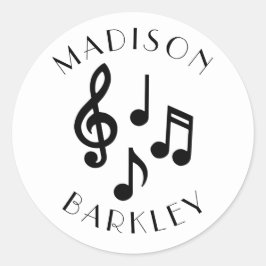 Pegatina Redonda Maestra de Música de Nota de Música