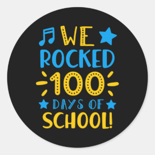 Pegatina Redonda Maestra De Música - Feliz Día 100 De La Escuela Qu