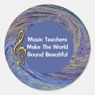 Pegatina Redonda Maestra De Música Gracias Escuela Bañera Azul Espi