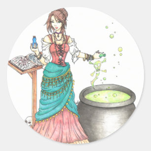 Pegatina Redonda Maestra de Pociones