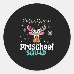 Pegatina Redonda Maestra de preescolar navidad equipo de preescolar