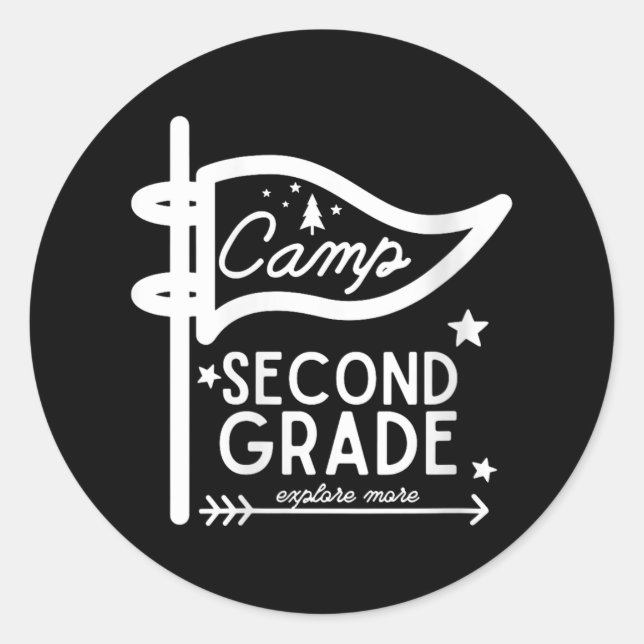 Pegatina Redonda Maestra de segundo grado en campamento femenino (Anverso)