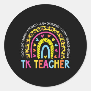Pegatina Redonda Maestra De Tk De Vuelta A La Escuela