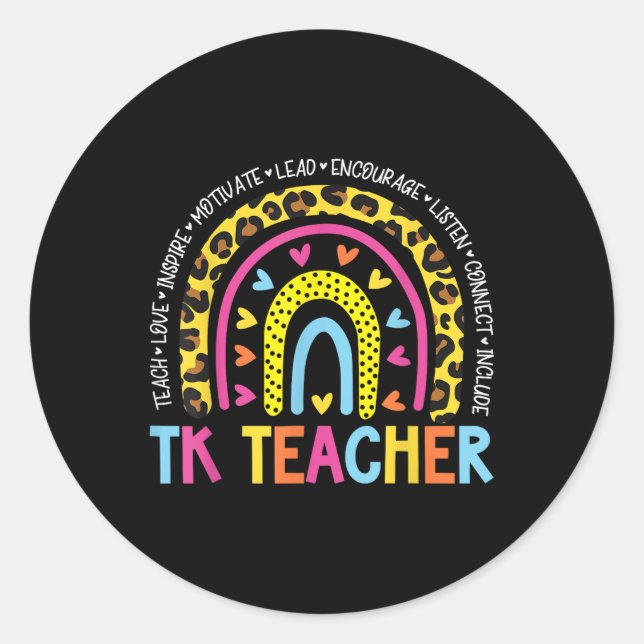 Pegatina Redonda Maestra De Tk De Vuelta A La Escuela (Anverso)