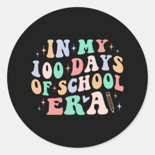 Pegatina Redonda Maestra Del Día De La Escuela En Mis 100 Días Esco