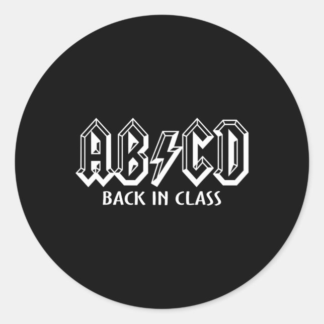 Pegatina Redonda Maestra divertida ABCD vuelve a la escuela en clas (Anverso)