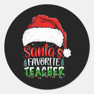 Pegatina Redonda Maestra favorita de Navidades divertidos de Santa 
