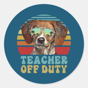 Pegatina Redonda Maestra Fuera de Servicio Divertido Brittany Perro