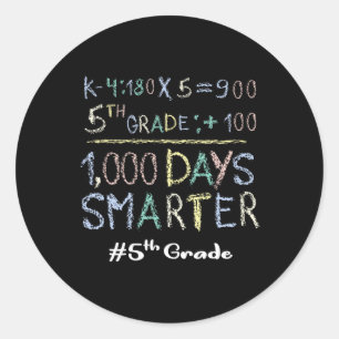 Pegatina Redonda Maestra Grado 1000 Días Más Inteligente 100 Días E