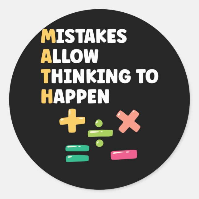 Pegatina Redonda Maestra Maestra Matemática Preescolar (Anverso)