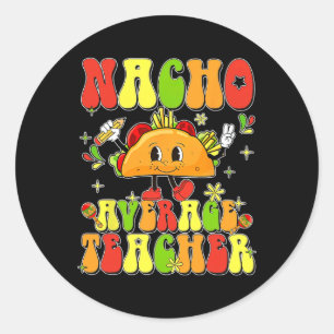 Pegatina Redonda Maestra media de tacaco nacho cutáneo Cinco de may
