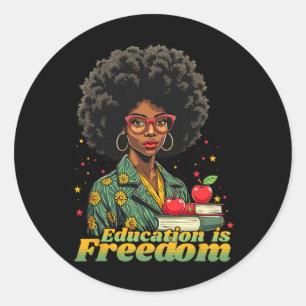 Pegatina Redonda Maestra negra Afro Retro Mes de Historia Negra