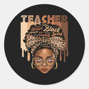 Pegatina Redonda Maestra Negra Magia Mes de Historia Negra Cabello 