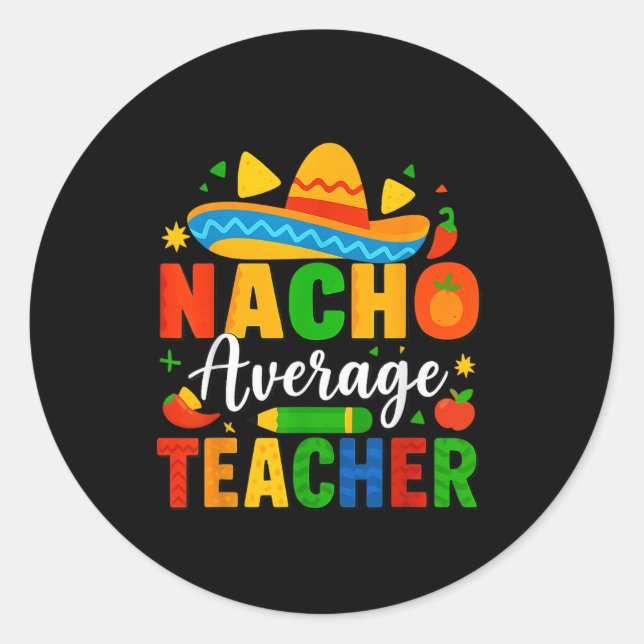 Pegatina Redonda Maestra promedio de Nacho Apple Cinco De Mayo (Anverso)